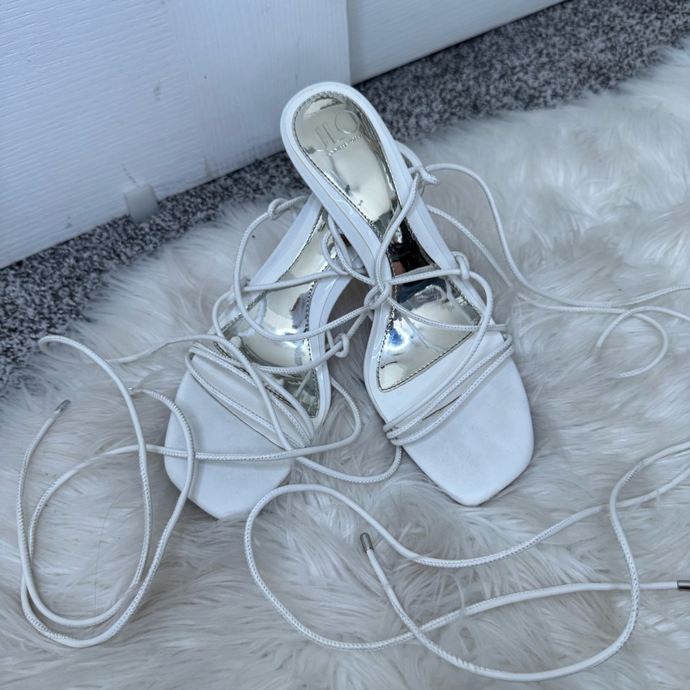 Jennifer Lopez Elegant White Strappy Heels